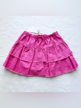 Zara Girl New Linen Ruffle Skirt in Magenta Pink NWOT